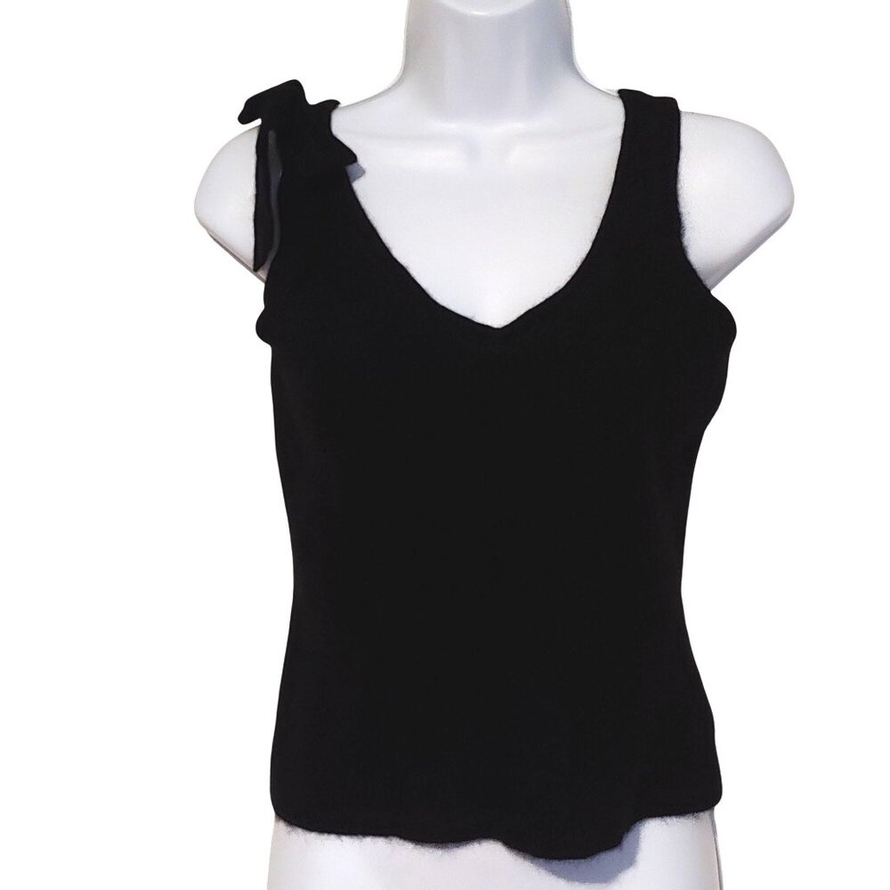 Laura Ashley Cashmere Soft Romantic Tank with Feminine Bow Parisian Audrey L